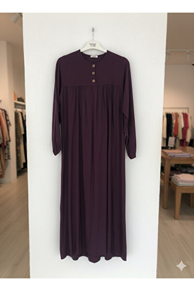 fariza tekstil Düz robalı viskon elbise