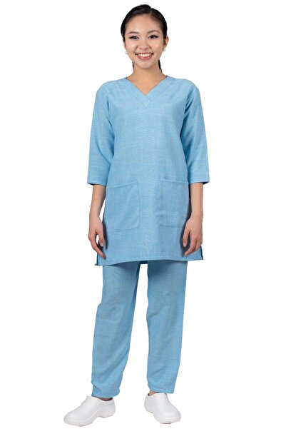 ABSHIR Housemaid/Khadama/Nanny Uniform Set, V-Neck Tunic with 3/4 Sleeves and...