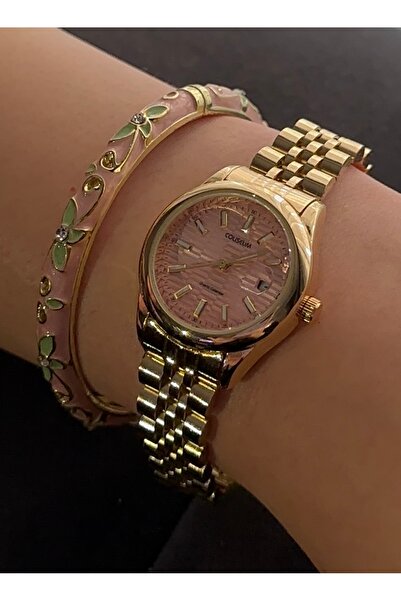 Coliseum Gold Pembe Kasa Çelik Minimal Takvimli Pinterest Kadın Saat