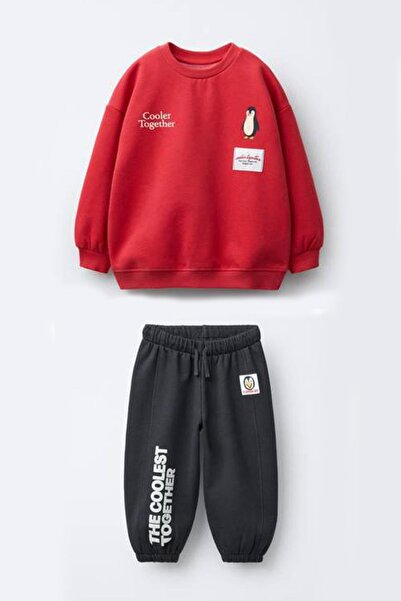 Monila Момчешки комплект от трислоен памучен плат с принт на пингвини, състоя...