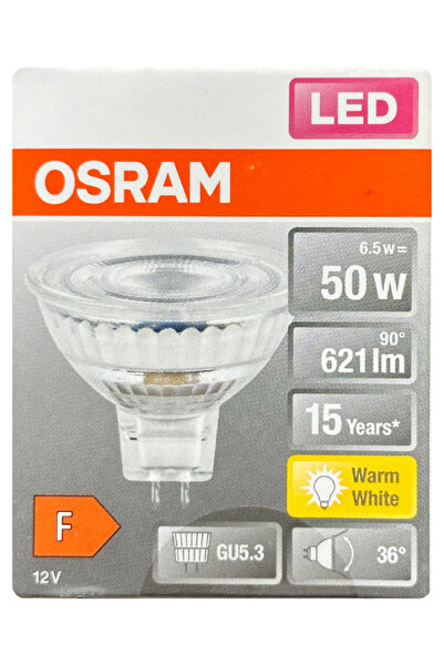 Avarson (1 Adet) Ledvance 12Volt 6,5W (50W) Sarı (2700K) GU5.3 Duylu (İğne Ba...