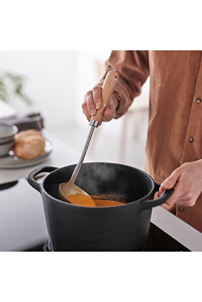 IKEA COZY ROOM - VARDAGEN kepçe, paslanmaz çelik-kayın, 33 cm