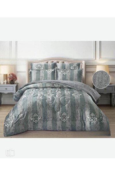 alzawia Al Hanoof Winter Velvet Faux Fur Bedspread Set (4 pieces)