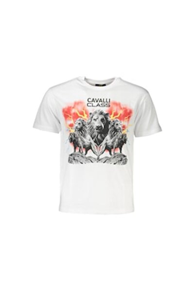 Cavalli Class Men's T-shirt, CAVALLI CLASS, Regular Fit, Logo, White, Cotton, M