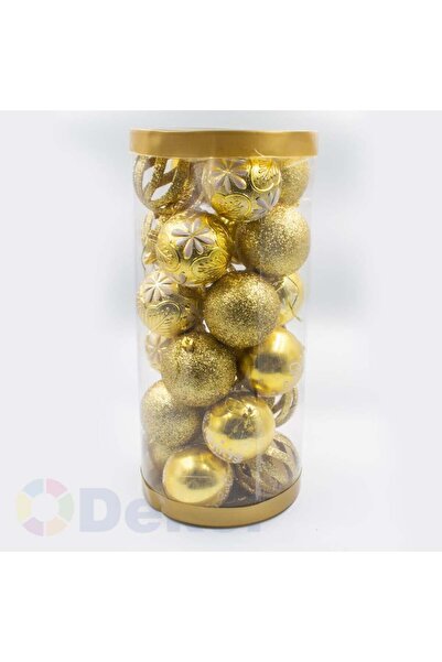 parti show Χρυσή Μπάλα Χριστουγεννιάτικου Δέντρου 8 εκ. Σετ 24 τεμαχίων