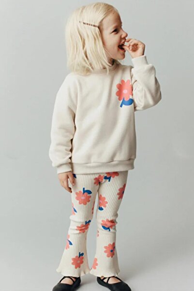 Monila Girls' Floral Printed 3 Yarn Cotton Fabric Bottom Top Set