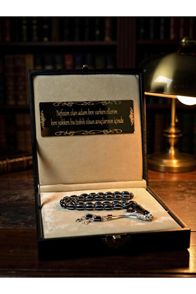 TESBİH-i DiYAR Kişiye özel usta imzalı Oltu taşı tesbih,kişiye özel kutu yazlı