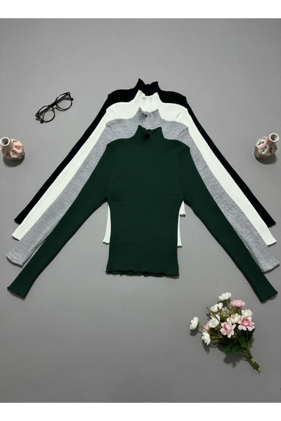 EFE TEXTİL 4-Piece Long-Sleeved Bodysuit with Wicks (Black, White, Khaki, Grey)