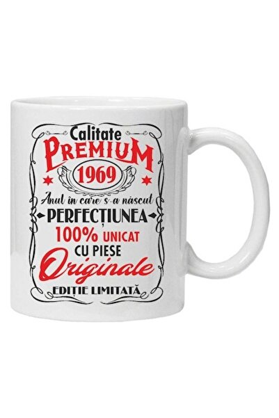 CRD PRINT Cană personalizată „Calitate Premium” 1969, CRD PRINT, 330 ml, albă