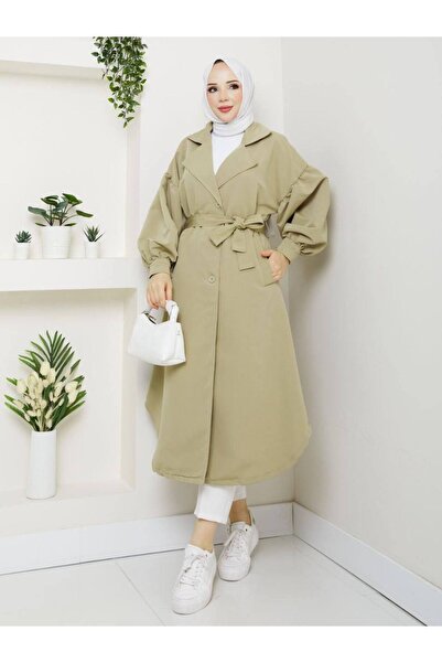 PINTORE Women's Turin Fabric Balloon Sleeve Trench Coat