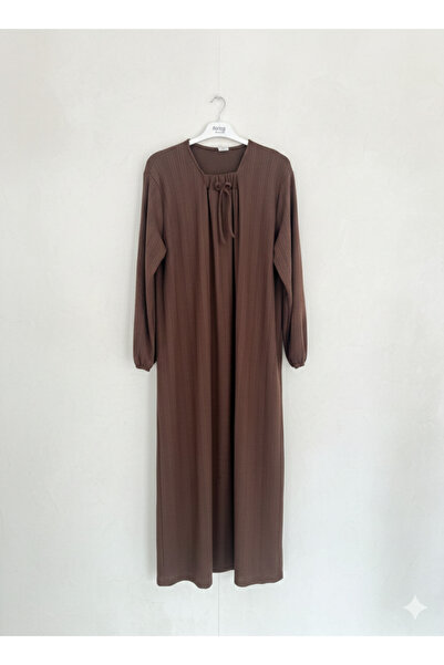 fariza tekstil Rochie musulmană din țesătură tip Auger, cu decolteu în U și c...