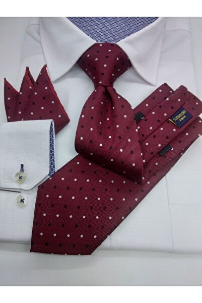 Gutiero ربطة عنق كلاسيكية منقوشة باللون العنابي