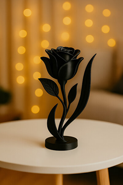 EREM STORE 3D Siyah Gül / Aşk Dekorasyonu / Sevgililer Günü Hediyesi / 12CM