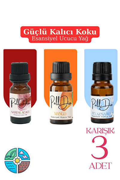 Pelldio 3'lü Esansiyel Uçucu Koku Yağı Buhurdanlık Yağı Difüzör Esansı Hobi E...