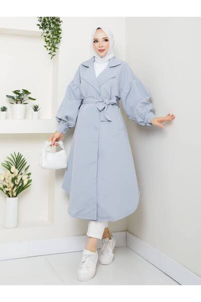 PINTORE Women's Turin Fabric Balloon Sleeve Trench Coat