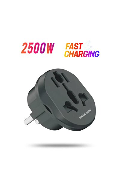 Green Lion محول قابس أوروبي عالمي – محول سفر متعدد الدول بقدرة 2500 واط مع شحن سريع 10 أمبير