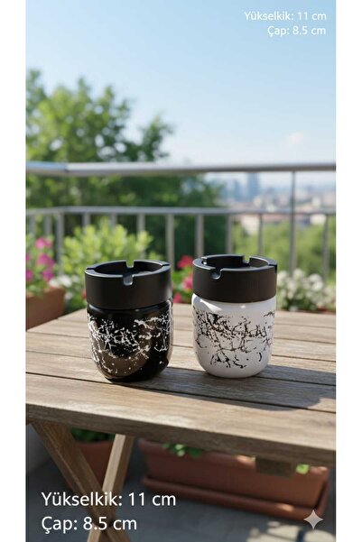 MOONSAND 2 Pieces Marble Patterned Odorless Black and White Glass Patterned A...
