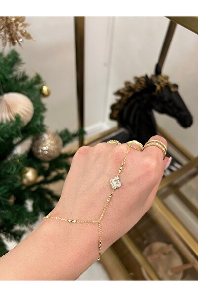 Dore Zirkon Taşlı Motifli Gold Şahmeran