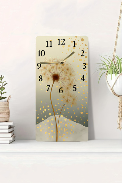 kutuTR 3D Görünümlü Karahindiba Desenli 2D UV Baskı MDF Tablo Saat 20x40 cm-DTS116