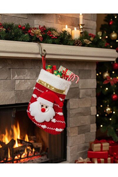 Parti Dükkanı Yılbaşı Süsü Çorap – Çizgili Noel Baba / 15 cm