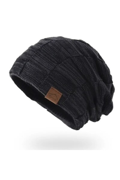 OEM Women/Mann's Baggy Winter Textured Beanie, Unisex, Knitted, Fur-Lined, Hip Hop, Mixed Black