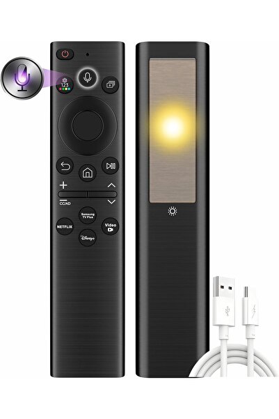 Generic جهاز تحكم عن بعد بديل يعمل بالطاقة الشمسية لتلفزيون سامسونج الذكي (2018-2025) USB-C قابل لإعادة الشحن مع صوت وبلوتوث