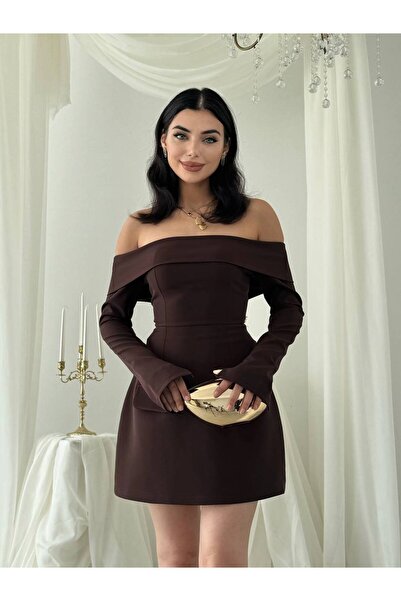 ETİKAFASHION Madonna Yaka A Kesim Mini Elbise