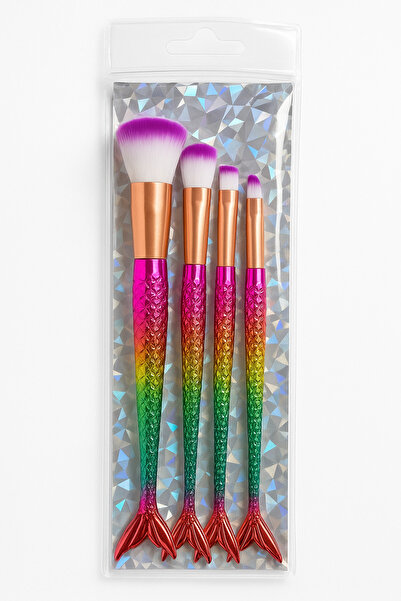 Bittox Mermaid Designed 4-Piece Makeup Brush Set-Foundation-Eyeshadow-Contour...