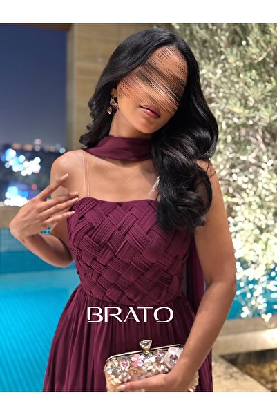 BRATO فستان شيفون توتي بقصة انيقة وفاخرة
