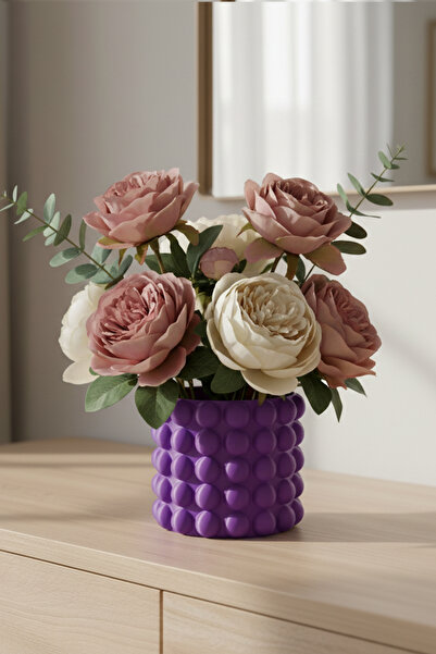MEK Декоративна пластмасова ваза с балонна текстура, лилава (10x11cm)