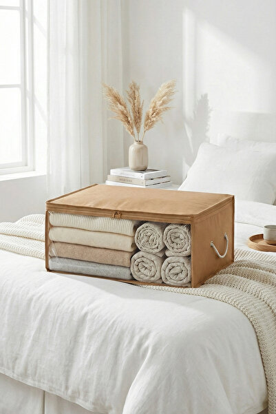 REKHOME Beige Medium Size Window Underbed Sweater Blanket Clothes Storage Box / 52X28X21