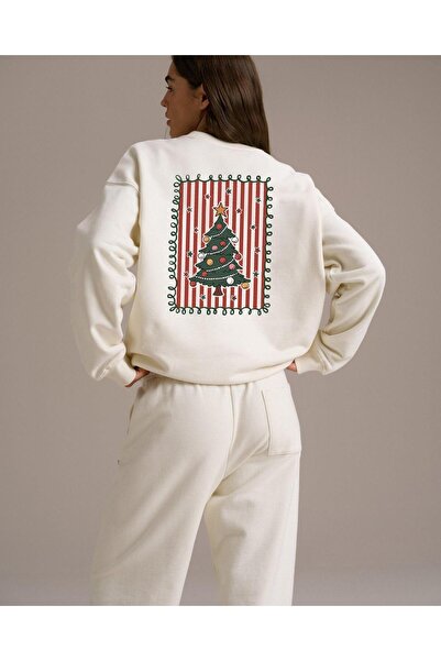 Monila Women's Premium Fabric Fleece-Lined New Year Themed Oversized Sweatshirt