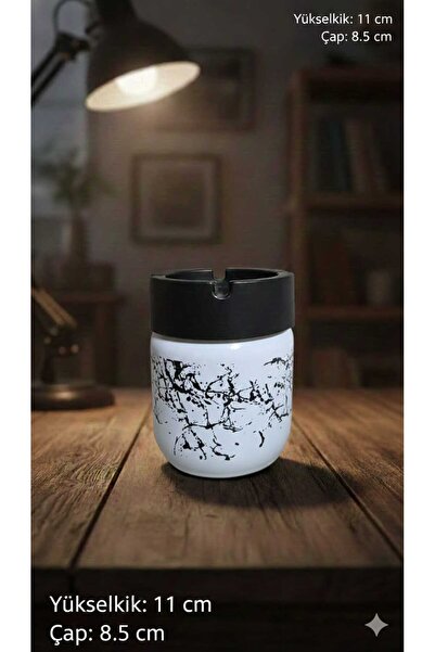 MOONSAND 1 Piece Marble Patterned Odorless White Glass Patterned Ashtray Set ...