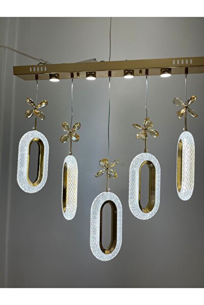 Led Ledli 5 li sırali 3 renk yanan spotlu modern her alana uygun avize