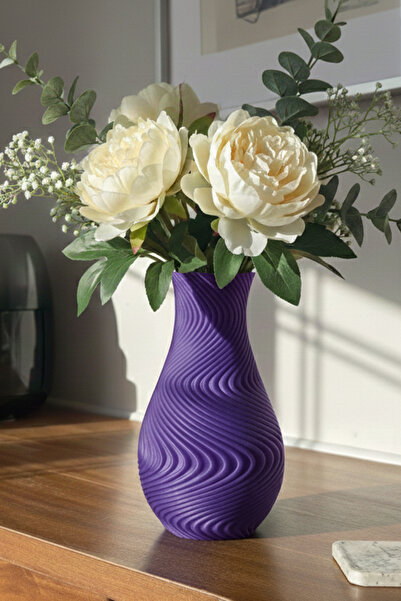 MEK Vază decorativă din plastic cu design spiralat modern violet (18,5x11cm)