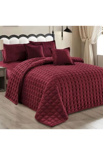 Reiashn Good quality velvet compressed bedspread, burgundy color, winter doub...