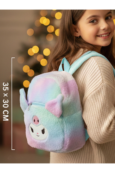 moryconcept Χαριτωμένο βελούδινο σακίδιο πλάτης Kuromi – Μαλακό βελούδινο ύφα...