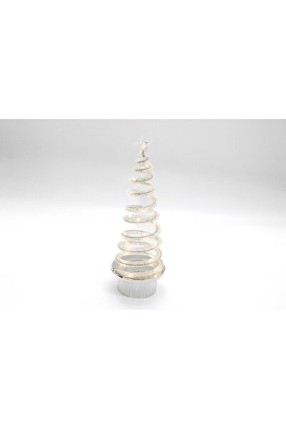 Mado Gallery Tabletop Spiral Christmas Tree 28cm Rotating LED Warm Light Indoor Outdoor Xmas Decor Parties-Silver