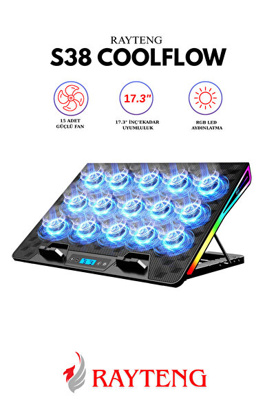 RAYTENG Notebook Soğutucu 15*Fan 13-17.3" RGB Siyah