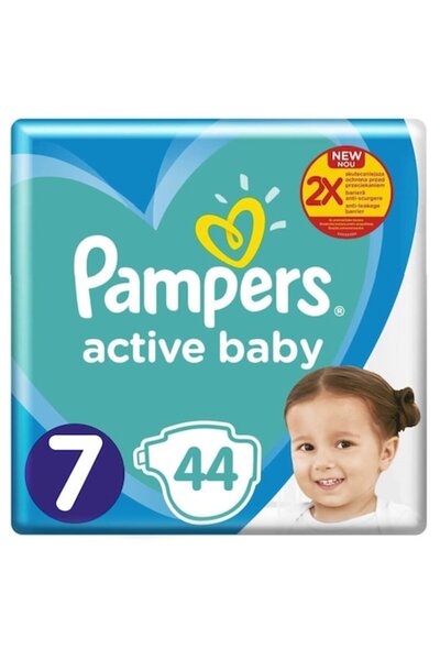 Pampers Scutece Active pentru bebeluși, pachet gigant, nr. 7, 15+ kg, 44 buc.