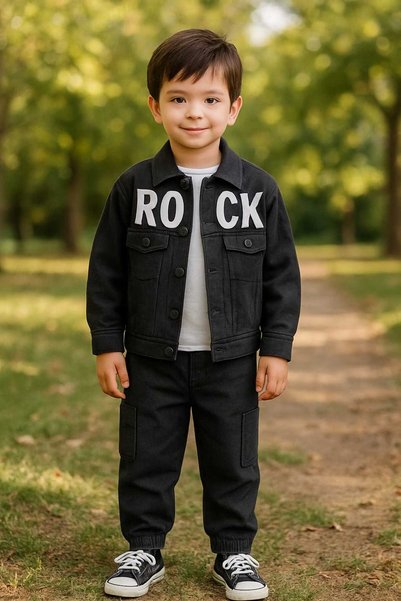 zavera for kids Boy's 3-Piece Linen Set - Jacket - Bodysuit - Pants - Printed and Pocket Detailed