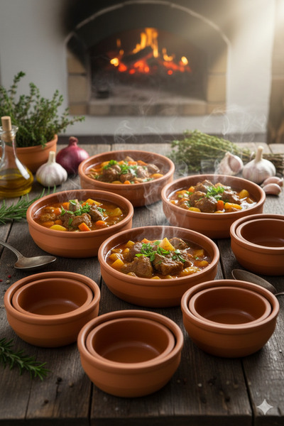 MHT Serisi 6+6 Toplam 12'li Güveç & Sufle Seti Isıya Dayanıklı Porsiyonluk Fırın Sütlaç Çömlek Kase