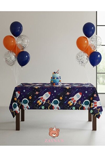 Zayna's Kozmik Uzay Temalı Astronot Galaksi Baskılı 120x180 Doğum Günü Plasti...