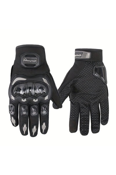Moonrider Motor eldiveni Kemik Korumalı Siyah Dokunmatik Unisex Motosiklet Eldiveni MR-G1