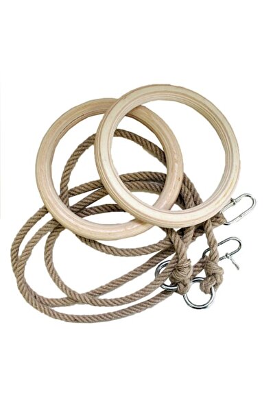SPARTAN Inele de gimnastică Ø 24 cm, din lemn, cu frânghii,