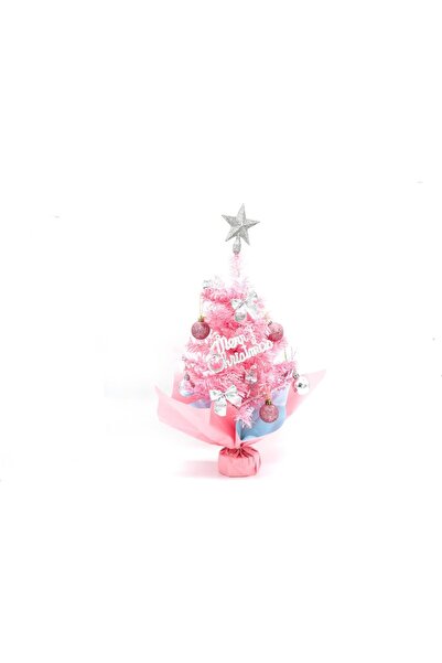 Mado Gallery Tabletop Mini Christmas Tree 45cm Rotating Music LED Lights Ornaments Home Office Decor Xmas - pink