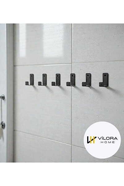 VİLORA HOME FERROL - 6'lı Metal Dayanıklı Minimalist Bornoz Askılığı-Banyo As...