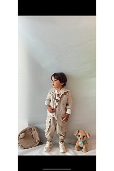 bohemiankids baby wear بنطلون كارجو مع جاكيت كريمي كومبين