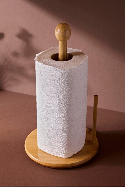 Perotti Bamboo Round Paper Towel Holder 18 cm Ergonomic Design Roll Towel Holder