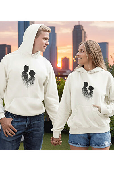 Modaikon Baskılı Çift Kombini Sevgililer Günü kombini sweati 3iplik